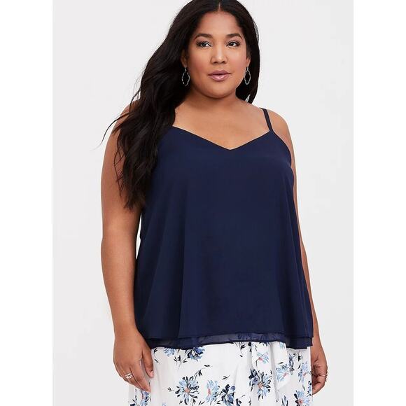 Torrid Sophie Chiffon Double Layer Swing Cami Tank Blue Womens Plus Size 6X - Picture 6 of 7
